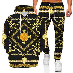 Tute da uomo 2023 Autunno stile stampato pantaloni maglione a maniche lunghe vestito di moda casual in due pezzi tipo di chiusura