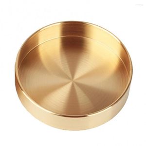 Decorative Figurines Nordic Retro Tray Round Brass Storage Rack Diaplay Mold Household Tool Home Living Room Vintage Ornament