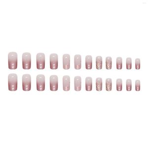 False Nails French Nail With Sequins Glittering Long Lasting No Fading Artificial For Women And Girl Salon