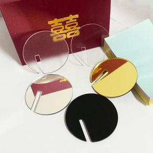 Other Event Party Supplies Gold Silver Mirror Frosted Acrylic Circle Cocktail Charm Drink Tag Blank Marker Wine Wedding Birthday Place Card 230901