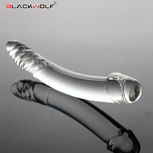 Briefs Panties Black Wolf Glass Dildo Artificial Fake Penis with Crystal Anal Butt Plug G Spot Masturbation Adult Sex Toys for Women 230901