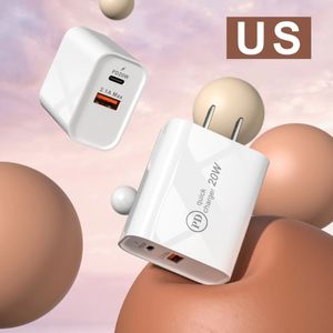 20W Szybki typ typu C PD ładowarka QC3.0 US Wtyczka UE USB C ładowarki do ładowania ładowania dla Samsung Galaxy Note 10 S20 S10 Huawei