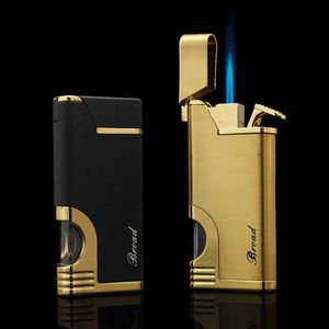 Windproof Turbo Lighter Visible No Gas Lighter Flame Butane Metal Cigar Cigarettes Lighters Mini Lighters Smoking Accessories S9VP