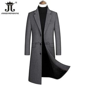 Women's Wool Blends 2023 Autumn and Winter Boutique Woolen Black Gray Classic Solid Color Thick Warm Men's Extra Long Wool Trench Coat Male Jacket HKD230904