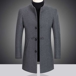 Misturas de lã feminina 2023 moda nova masculina lazer boutique negócios cor sólida fino casaco de lã trench jacket misturas hkd230904