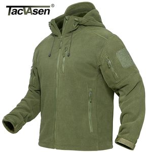 Men's Jackets TACVASEN Spring Winter Fleece Jacket With Hoodie Mens Tactical Fleece Jacket Full-Zip Up Outdoor Windproof Hooded Warm Work Coat 230901