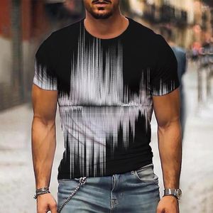 Мужские футболки, футболка с 3D-образным вырезом, черно-белая полоска, одежда оверсайз, повседневный топ, одежда с короткими рукавами, рубашка
