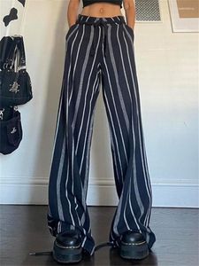 Женские брюки 2023, модный мешковатый костюм в полоску Y2k, ретро-карго с высокой талией, женская повседневная уличная одежда в стиле Харадзюку, базовые наряды