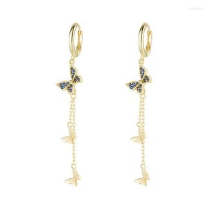 Dangle Earrings Long Tassel Y2K Butterfly Fairy 925 Silver Jewelry Cute Gemstone K Gold Boutique Accessory Kpop Fashion Gift For Women