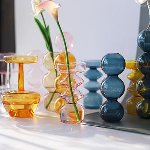 Vases 1PC Glass Bubble Vase Stand Ornaments Hydroponic Flower Pot Nordic Terrarium Plant Pots Home Decoration