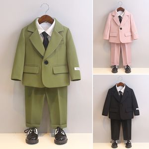 Anzüge Kinder Frühling Sommer Koreanische Anzug Set Jungen Hosted Performance Pografie Geburtstag Hochzeit Kostüm Kinder Jacke Hosen Kleidung 230904