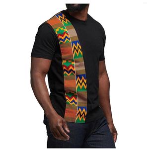 T-shirt da uomo per coppie, maniche corte patchwork stampate, girocollo, camicetta ampia, casual da strada estiva