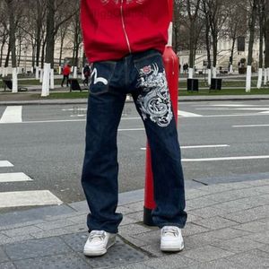 メンズジーンズグラフィックプリントバギージーンズメンズ衣類ヴィンテージストリートヒップホップメンズジーンズカジュアルワイドレッグジーンズ男性パンツ230904