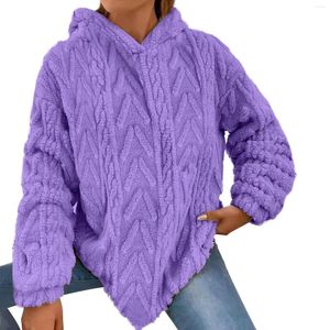 Damen-Kapuzenpullover, einfarbig, mit Kapuze, H-Stoff, übergroßes Sweatshirt, Sweatshirts, Damen-Strickpullover, Reißverschluss vorne