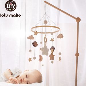 Rattles Mobiles Lets make Baby Rattle Toy 012 Months Wooden Mobile born Music Box Bed Bell Hanging Toys Holder Bracket Infant Crib Gift 230901