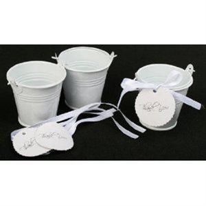100pcs Lot White Mini Bucket Favours Tins Wedding Favours Tin Pills Tin Candy Box Favors Tins175y