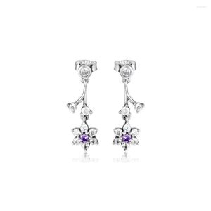 Dangle Earrings Authentic 925 Sterling Silver Forget Me Not Drop For Women Wedding Ear Ring Fine Jewelry Pendientes Brincos