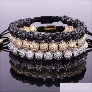 Charm Armbänder Luxus Männer Schmuck Armband CZ Micro Pave Ball Perlen Gewebt Benutzerdefinierte Für Frauen Geschenk Valentinstag Urlaub Weihnachten Drop Dhyip