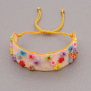 Link Bracelets Go2boho Miyuki Beaded Bracelet Jewelry Colorful Little Flower Pattern Beads Boho Woven Wide For Women