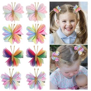 Hair Accessories Children's Hairpins European And American Hand-woven Style Mesh Butterfly Ornaments Little Girl 2 PCS