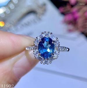 Cluster Rings KJJEAXCMY Fine Jewelry 925 Sterling Silver Inlaid Natural Blue Topaz Female Ring Support Test Xcvb223456