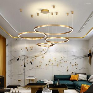 Chandeliers Lights LampCombination LED Living Room Chandelier Office Building Lobby Ring Nordic Acrylic