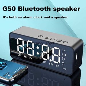 ポータブルスピーカーG50ワイヤレスBluetoothスピーカーFMミニカードミラー目覚まし時計オーディオストールk音声プロンプトHKD230904受信