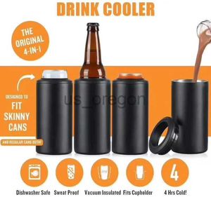 Termoser 12oz Slim Can Cooler rostfritt stål Silveröl Kylare dubbelväggisolerad vakuum cola dryck dryck öl kan hållare x0904