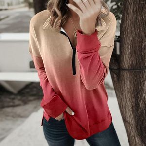 Damskie bluzy ćwiartka pullover moda jesień y2k odzież geometryczna druk luźne fit bluza zip ubrania z długim rękawem sudaderas