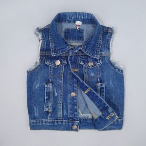 Colete bebê meninos denim colete crianças roupas primavera outono bebê jeans sem mangas jaqueta outerwear criança tops crianças roupas azul 230904