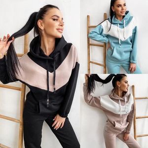 Spring Autumn Tracksuits Women 2 Piece Jogger Set Långärmad tröja Hoodie Pullover Sweatpants Outfits modesportdräkt