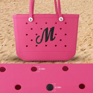 Encantos de saco para bogg saco acessórios inserção decorativa letras do alfabeto para praia tote borracha saco de praia acessórios pretoA