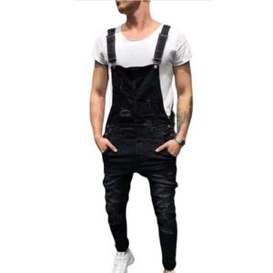 Men's Jeans Mens Casual Overall Skinny Solid Color Pants Dungarees Slim Fit Trousers Male Overalls Jump Suit Denim For Men208B