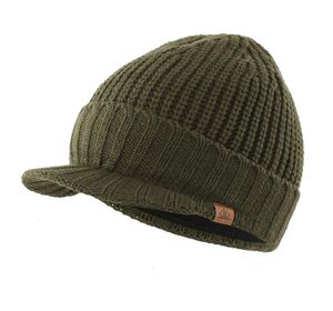 Beanieskull Caps Connectyle Men's Outdoor Sboy Hat Winter Soft Warm Fack Kinitt Brim Binie Daily Cap with Visor 230904