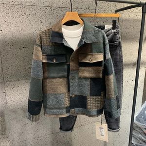 Mens Jackets Clothing Autumn Winter Korean Fashion Casual Lapel Hoodless for Men Slim Plaid Male Coat Streetwear 230904