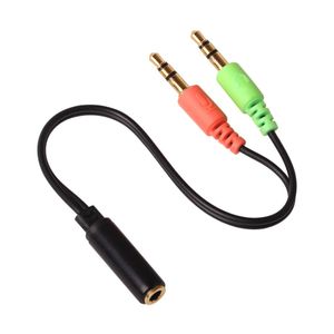 3.5mm 2 Male to 1 Female Aux Audio Cable Headphone Y Splitter Stereo Extension Cable Adapter Line For Headphone Computer MP3 MP4