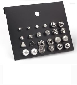 Orecchini a bottone Ximei Set di orecchini multipli Cateye Fiore in metallo Perla Stili punk per donne Ragazze Regalo per orecchie e vacanze di compleanno