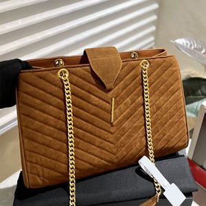Chain Handbag Purse Shoulder Bag Nubuck Leather Stitch V Pattern Internal Zipper Pocket Fashion Letters Golden Hardware Women Tote Shopping Bags 33cm