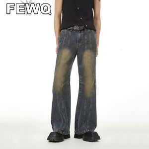 Jeans masculinos Fewq Nicho Corte Tridimensional Design Reto Desgastado Calças Jeans Masculino Outono Calça Casual 2023 24B3332 230904