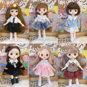 Куклы 18 BJD Кукла для девочек и мальчиков 16 см Платье принцессы Boneca Kawaii Face Модные игрушки Дети Многосуставной подарок на день рождения 230904