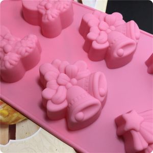 CORATED 8 Cavity Christmas Tree Bells Santa Claus Silicone Baking Cake Mold DIY Candle Soap Chocolate Molds Bakeware263W