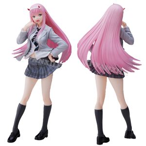 Finger Toys 18cm älskling i Franxx 02 Anime Girl Figure School Uniform Zero Two Sexy Action Figure vuxen Colletible Model Doll Toys Gift