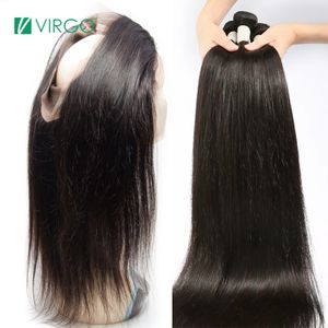 Perruques synthétiques Vierge 360 Renda Frontal dengan Bundel Tulang Lurus 28 30 Inci Rambut Manusia Ekstensi Remy 230905