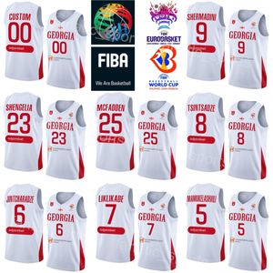 Printed Georgia 23 Shengelia Jerseys Basketball 2023 World Cup 5 Mamukelashvili 4 Rati Andronikashvili 35 Goga Bitadze 25 Thaddus McFadden Duda Sanadze National