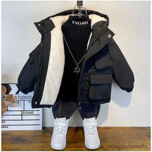 Down Coat Children Winter Jacket for Boys New Down Cotton Black Hooded Coat Outerwear Clothing Teenage 3-8Y Kids Padded R230905