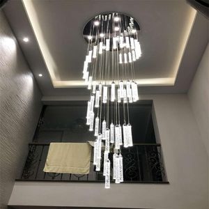 Lamp Chandelier Light For High Ceiling Entryway Stairs Hanging Spiral Long Lamps Crystal Staircase Chandelier Hanging Lights259l