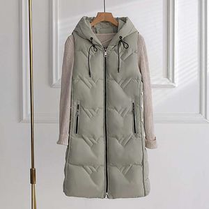 Womens Cotton Vest Autumn And Winter Korean Mid Long Pure Color Fashionable Slim