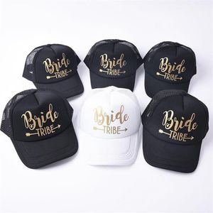 Bride Tribe Snapback Trucker Mesh Hat Gold Letters Arrow Wedding Baseball Cap12783