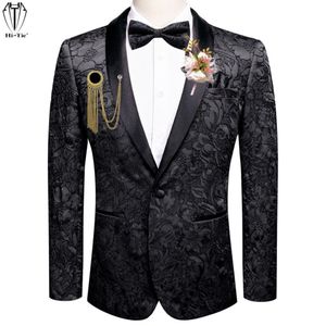 Abiti da uomo Blazer HiTie Eventi di nozze Completo Bowtie Hanky Gemelli Corpetto Colletto Spilla Scialle Giacca da smoking Cappotto con papillon 230904