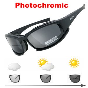 Óculos de sol táticos Daisy Pochromic Polarized Óculos Exército Transição Óculos Militares Óculos 4 Lentes Kit Jogo de Guerra Tático Caminhadas Óculos 230905